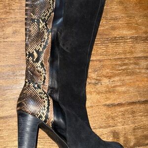 Jessica Simpson Black and Brown Heeled Boots